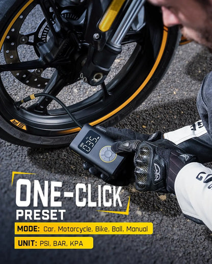 TireMaster Portable Tire Inflator – Smart ON/OFF Hose Design for Effortless Inflation Anywhere